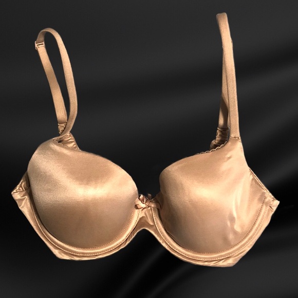 Victoria's Secret Tan Satin Underwire Lined Demi Bra Convertible Straps 32C - Picture 9 of 9
